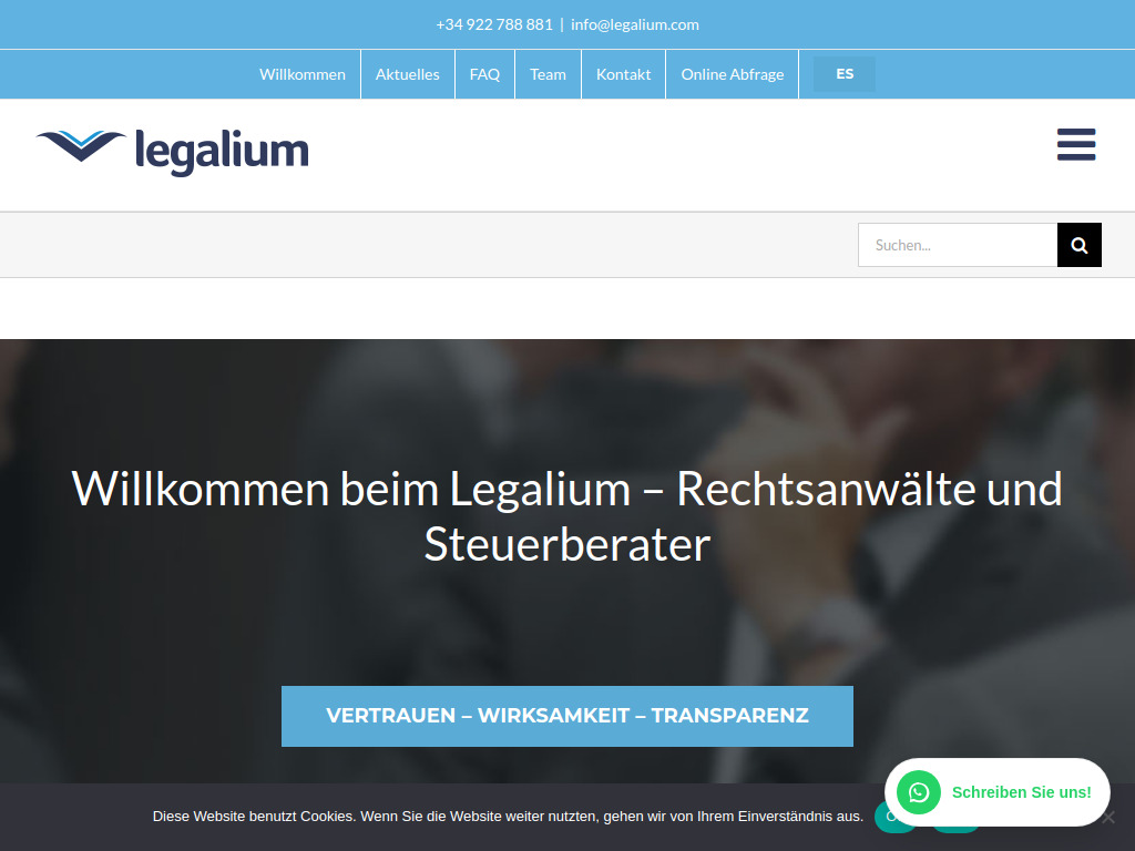 Website von Legalium de Cano y Luickhardt S.L. in Los Cristianos