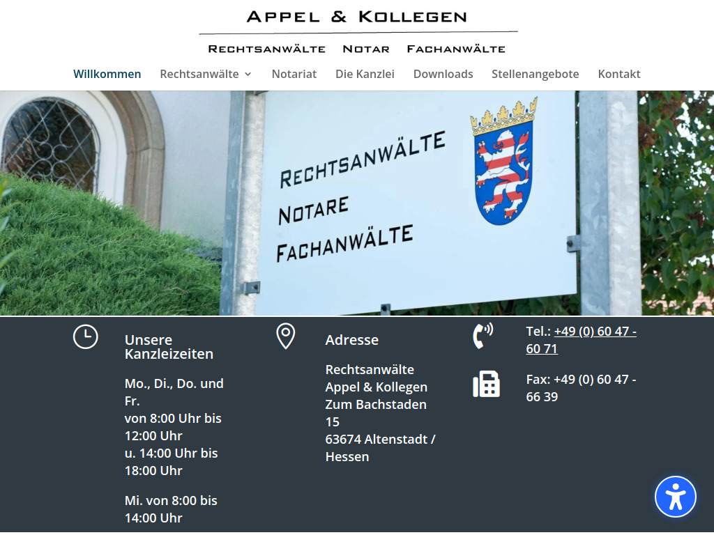 Website von Rechtsanwälte Christoph Appel und Dieter Appel GbR in Altenstadt
