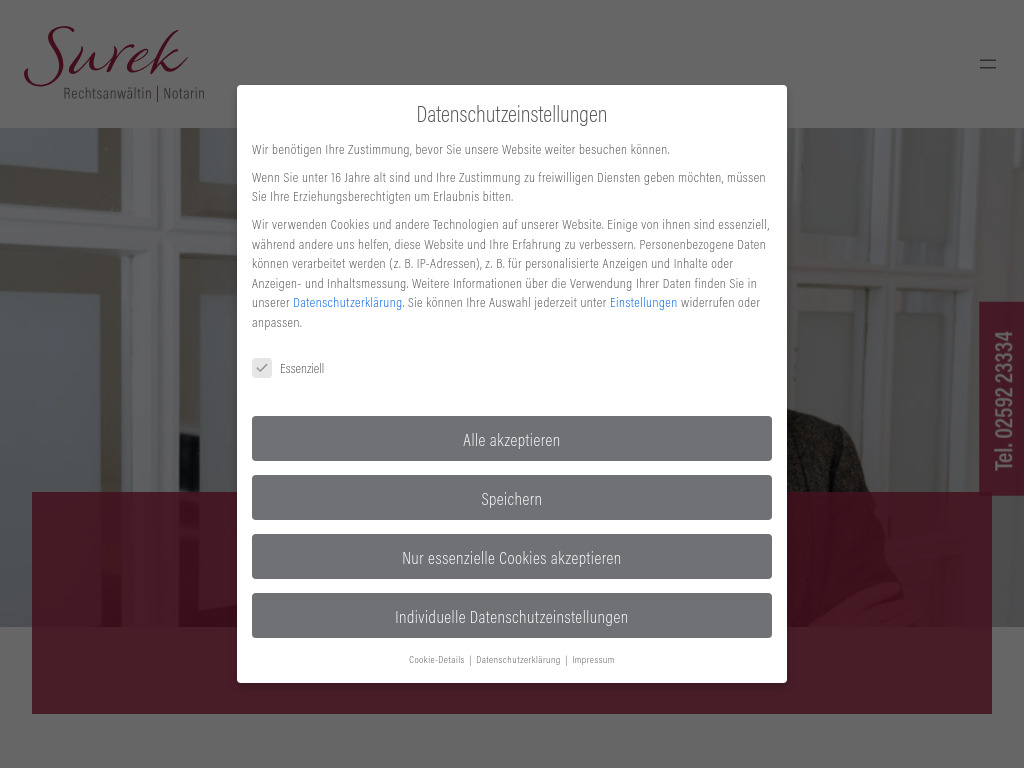Website von Anwaltskanzlei Surek in Selm