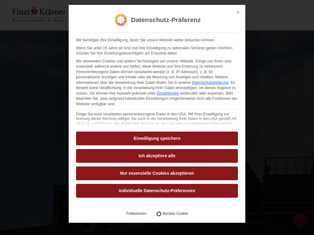 Website von Finzi & Krämer Rechtsanwälte und Notar in Dortmund