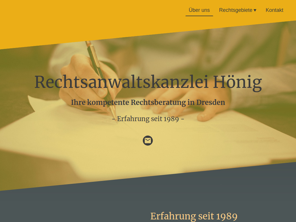 Website von Rechtsanwaltskanzlei Hönig in Dresden