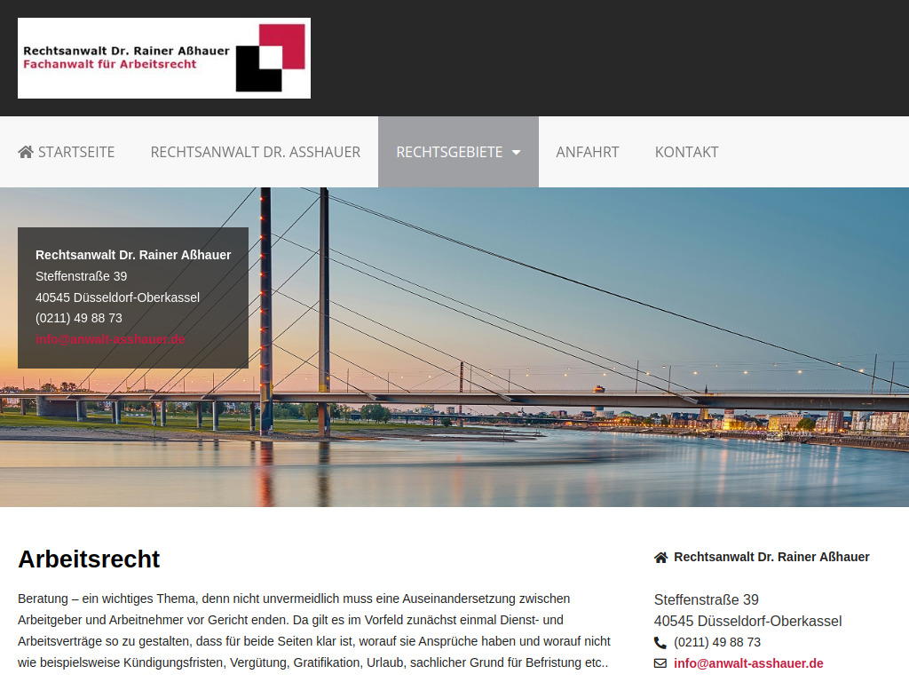 Website von Rechtsanwalt Dr. Rainer Aßhauer in Düsseldorf-Oberkassel