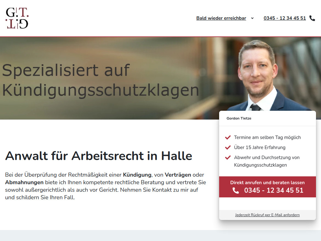 Website von Rechtsanwalt Gordon Tietze