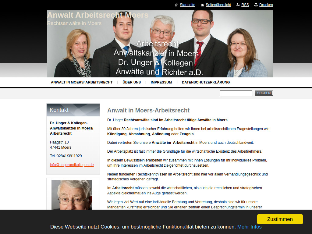 Website von Anwaltskanzlei Dr. Unger in Moers