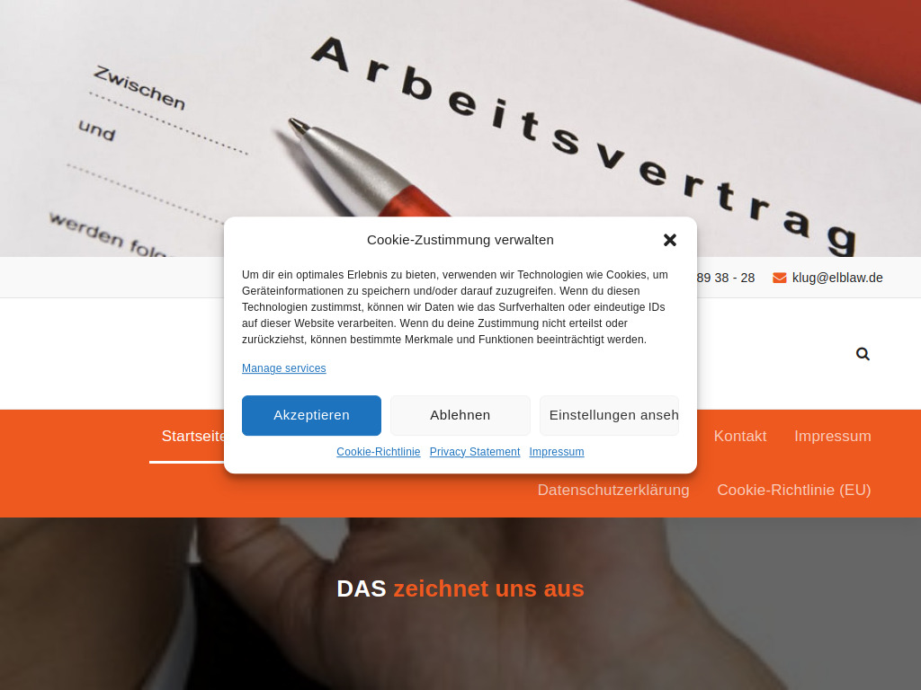 Website von elblaw Rechtsanwälte in Hamburg