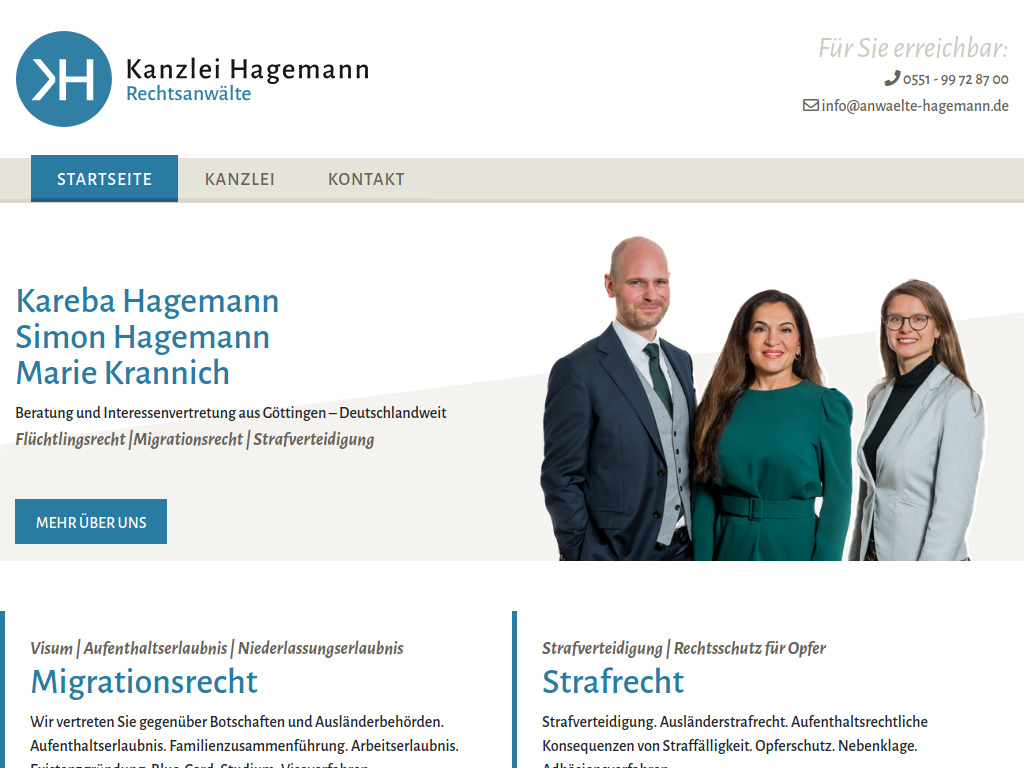 Website von Kanzlei Hagemann GbR in Göttingen