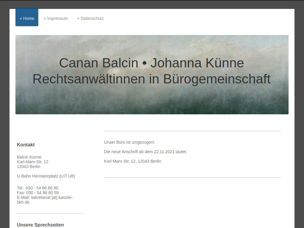 Website von Balcin Künne in Berlin