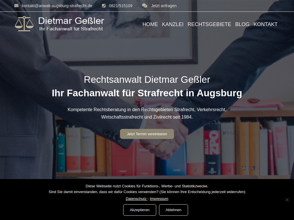 Website von Rechtsanwalt Dietmar Geßler in Augsburg