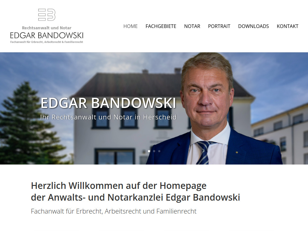 Website von Rechtsanwalt und Notar Edgar Bandowski in Herscheid