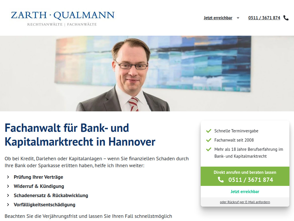 Website von Zarth Qualmann in Hannover
