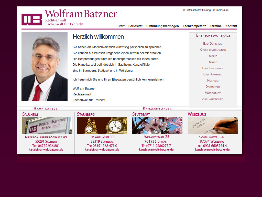 Website von Wolfram Batzner in Saulheim