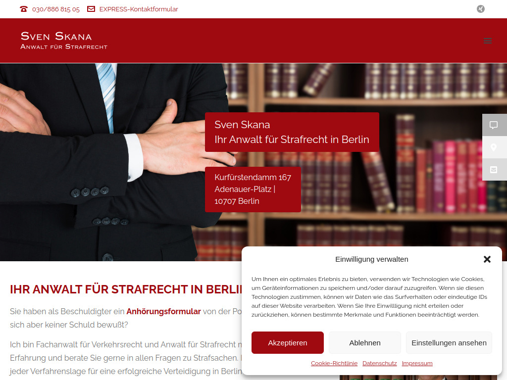 Website von Rechtsanwaltskanzlei Johlige, Skana & Partner in Berlin