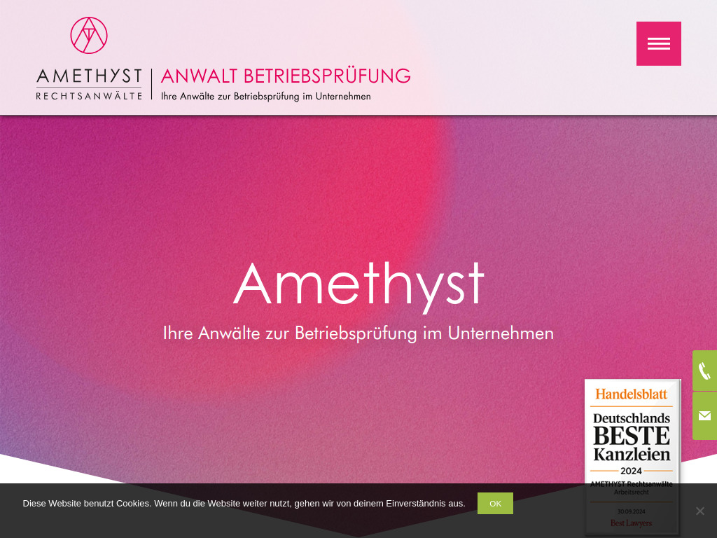 Website von AMETHYST Rechtsanwälte in Berlin