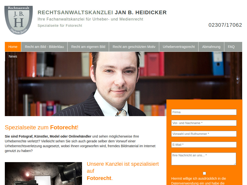 Website von Rechtsanwaltskanzlei Heidicker in Kamen