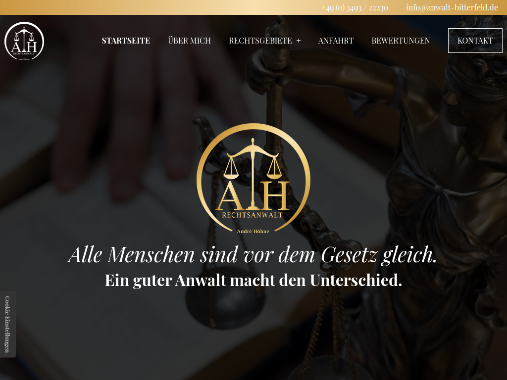Website von Anwaltskanzlei André Höhne in Bitterfeld-Wolfen