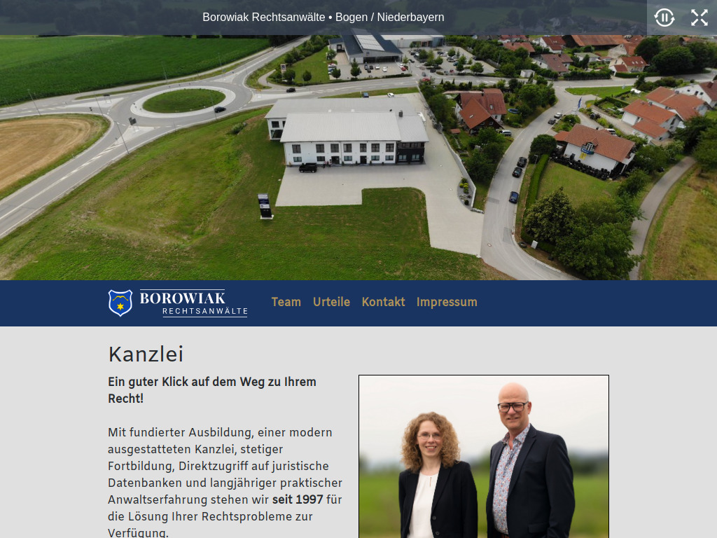 Website von Borowiak Rechtsanwälte in Bogen
