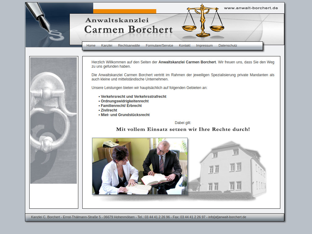 Website von Anwaltskanzlei Carmen Borchert in Hohenmölsen