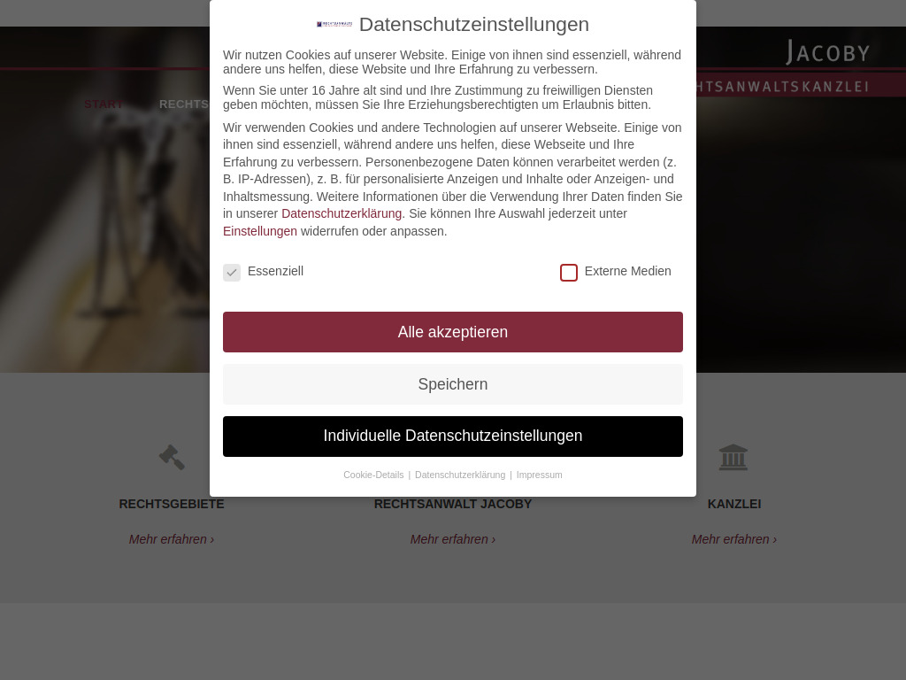 Website von Rechtsanwaltskanzlei Jacoby in Burscheid