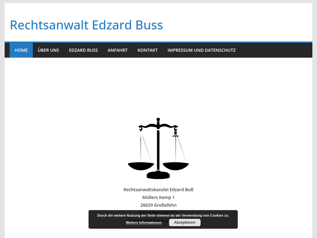 Website von Rechtsanwaltskanzlei Edzard Buß in Großefehn