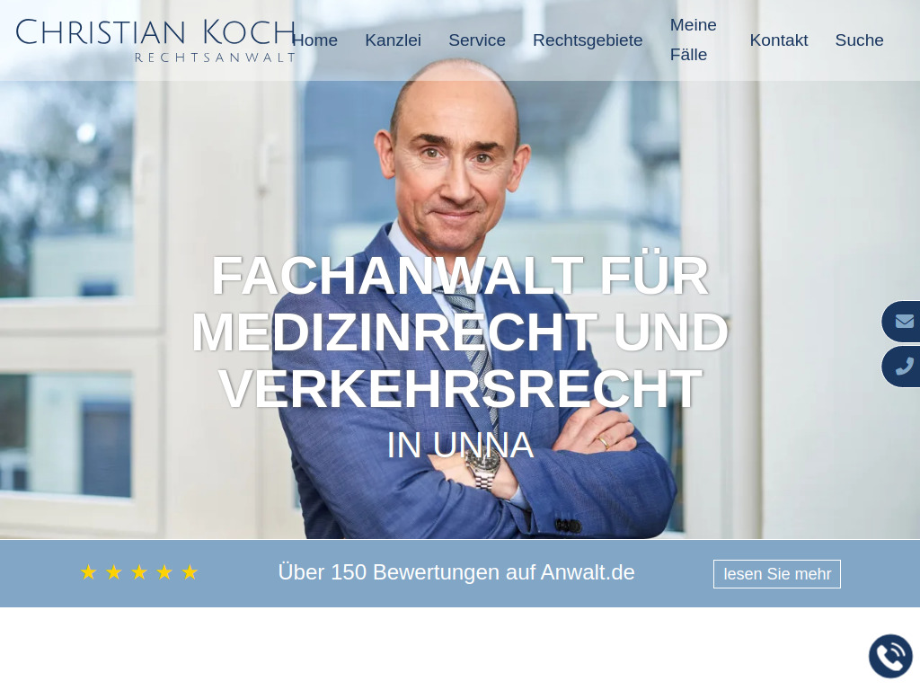 Website von Rechtsanwalt Christian Koch in Unna