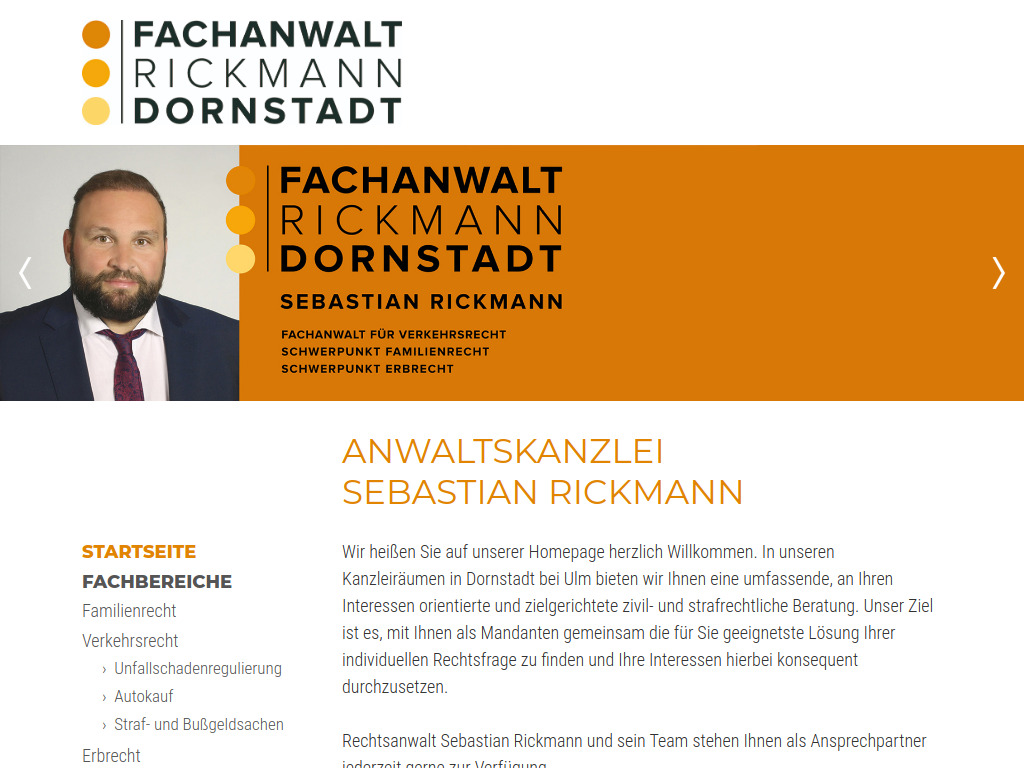 Website von Anwaltskanzlei Rickmann in Dornstadt