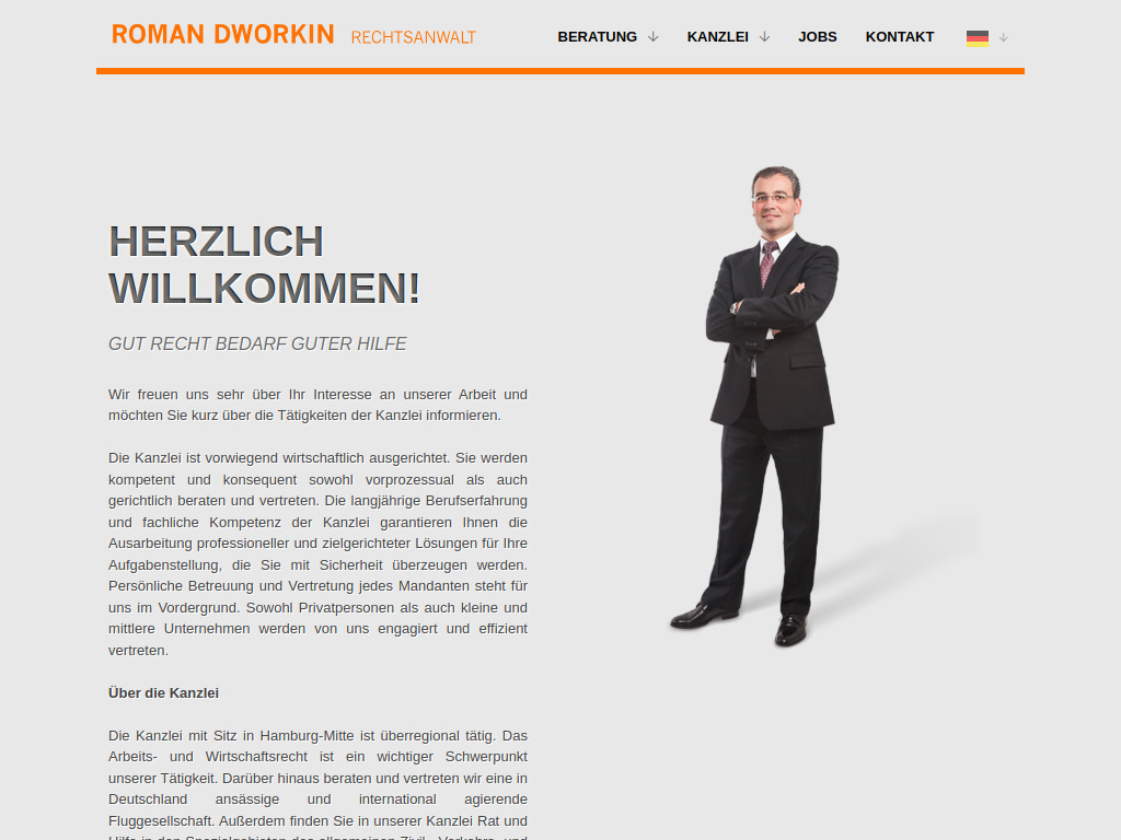 Website von Roman Dworkin, Rechtsanwalt in Hamburg