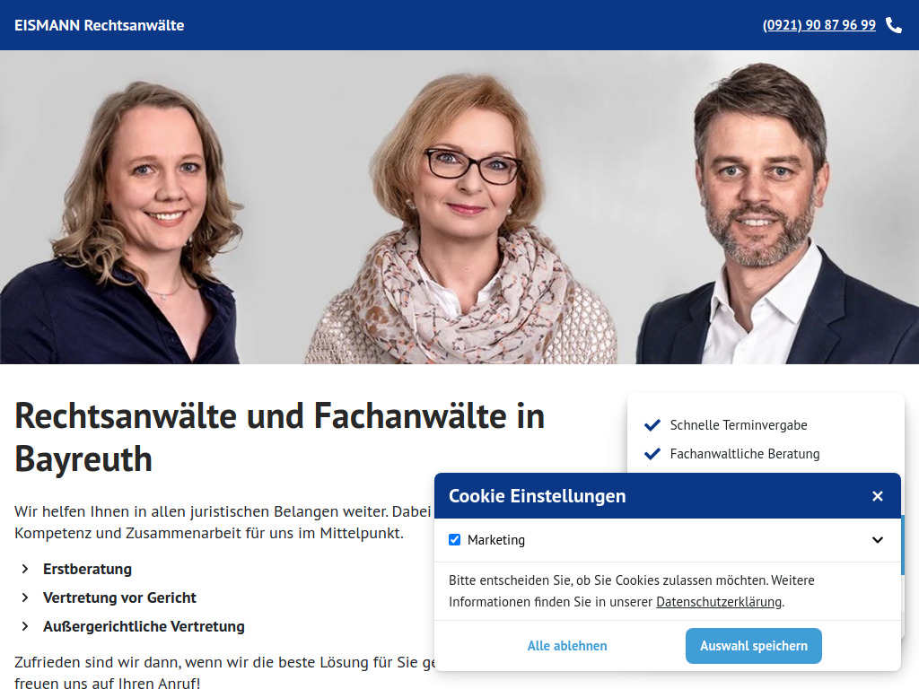 Website von EISMANN Rechtsanwälte