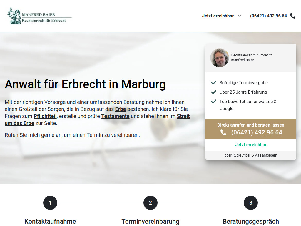 Website von Rechtsanwalt Manfred Baier