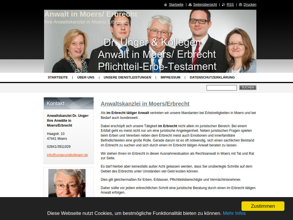 Website von Anwaltskanzlei Dr. Unger in Moers