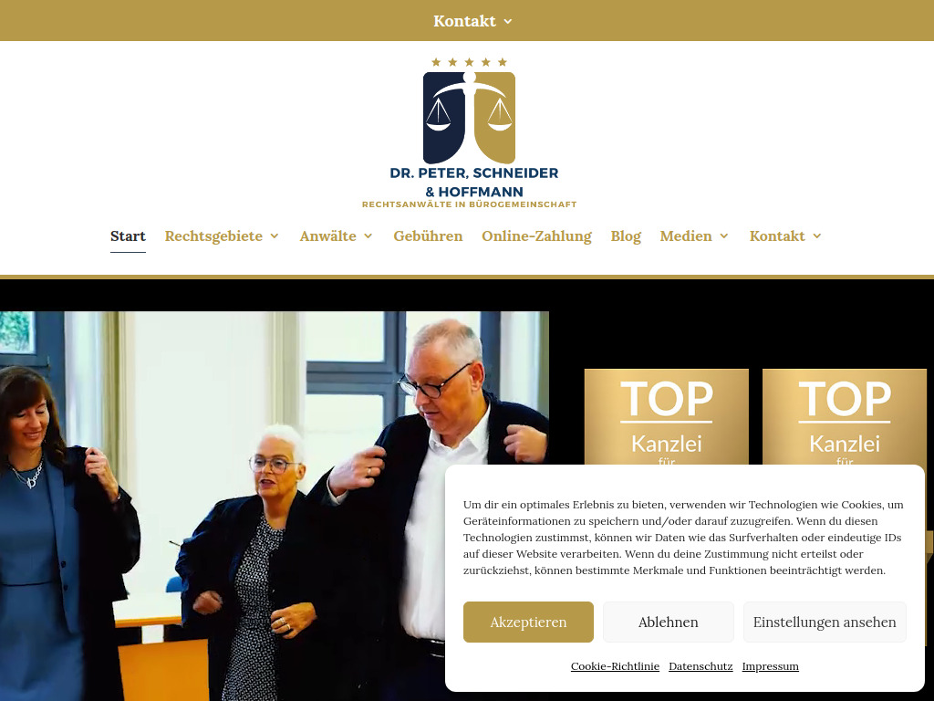 Website von Rechtsanwälte Dr. Peter, Schneider & Hoffmann in Worms