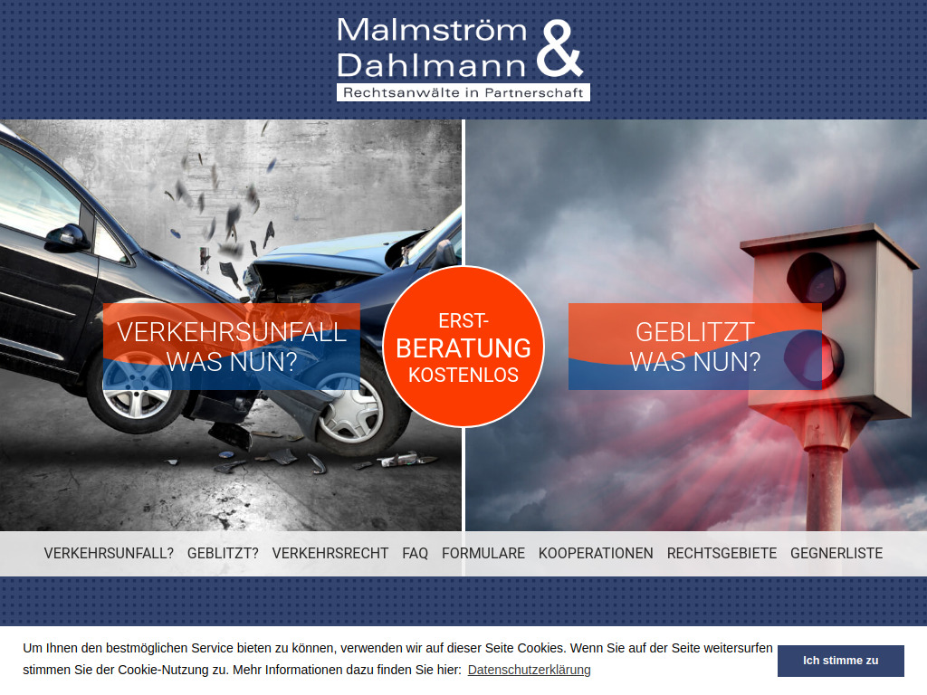 Website von Malmström & Dahlmann, Rechtsanwälte in Partnerschaft in Frankfurt (Oder)