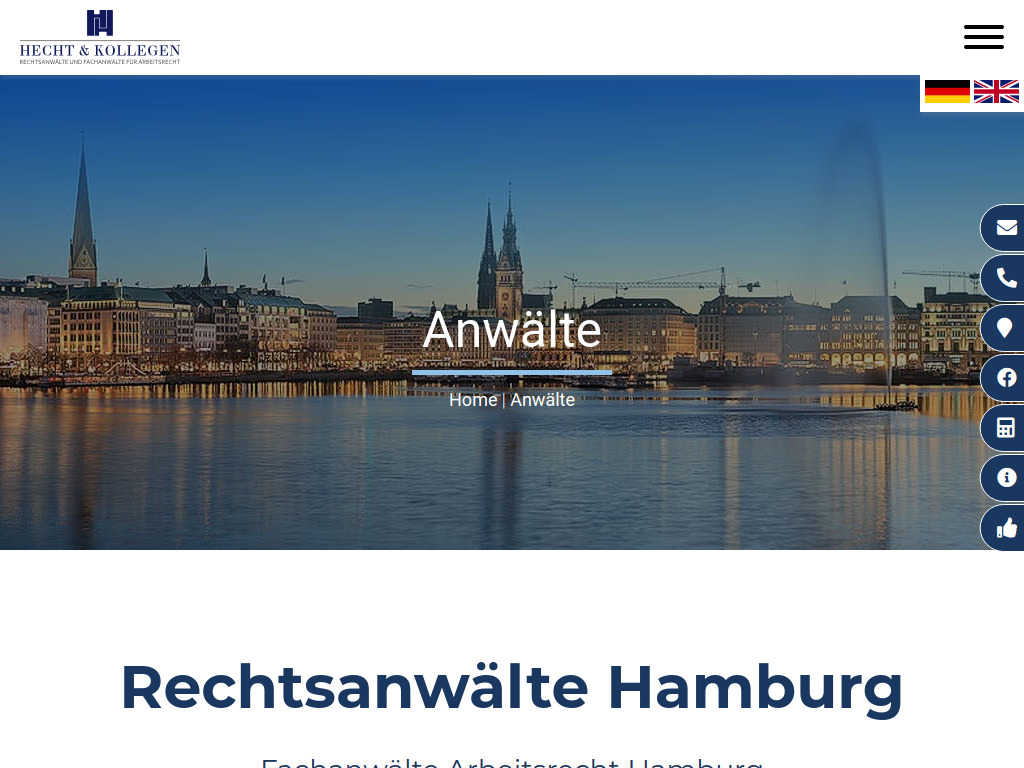 Website von Kanzlei Heiko Hecht & Kollegen in Hamburg