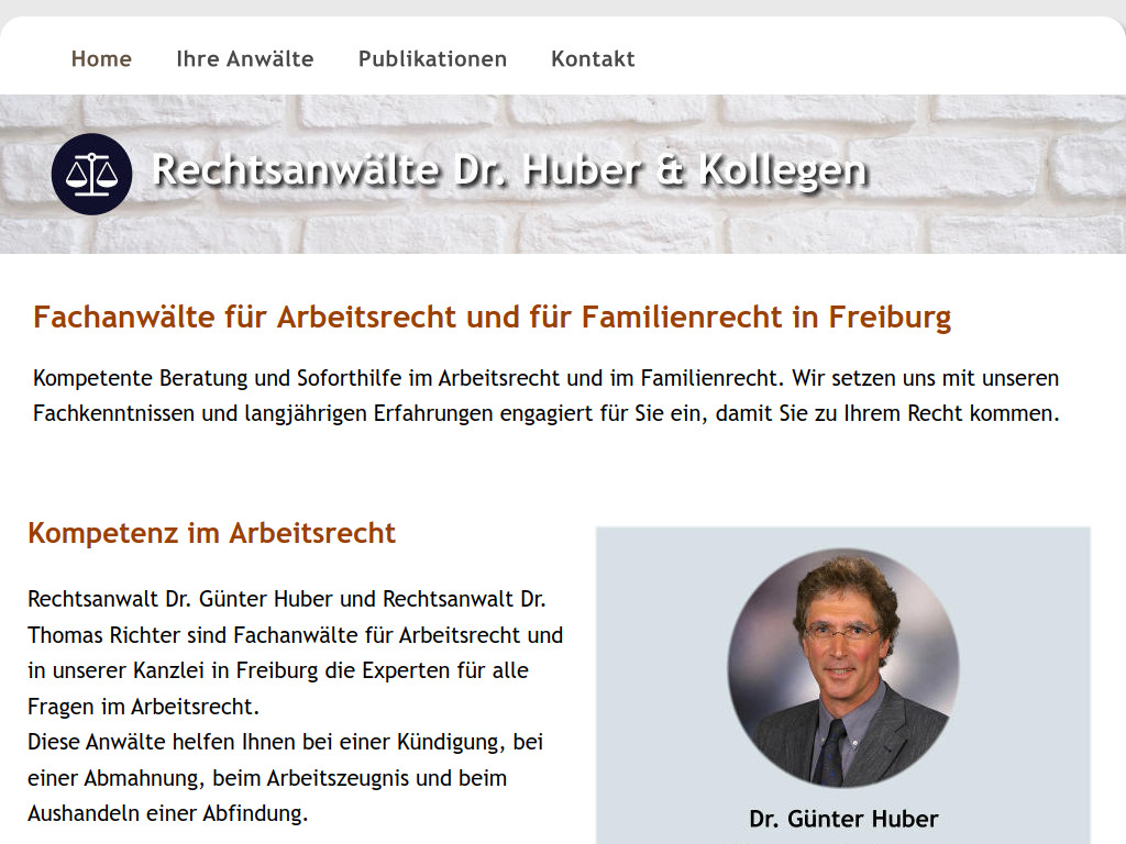 Website von Dr. Huber & Kollegen in Freiburg