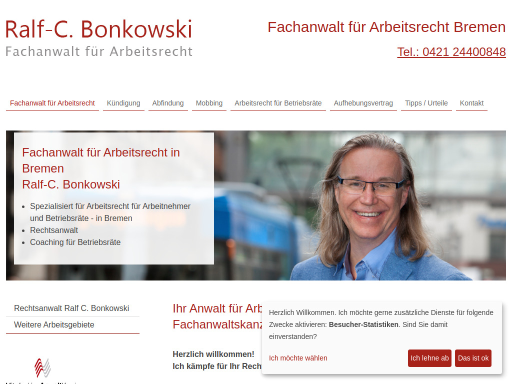Website von Rechtsanwalt und Fachanwalt für Arbeitsrecht in Bremen