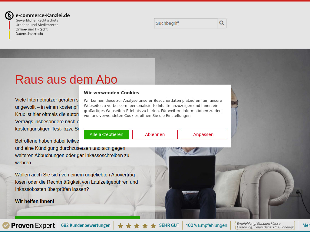 Website von Rechtsanwaltskanzlei Sebastian Günnewig in Köln