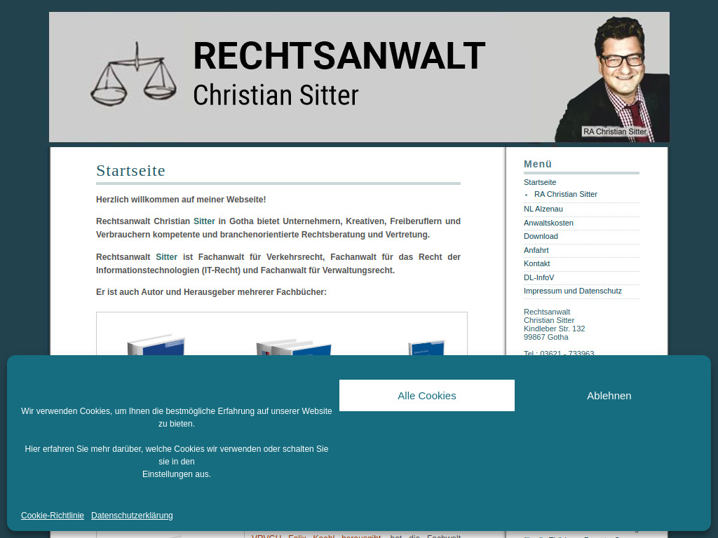 Website von Rechtsanwaltskanzlei Christian Sitter in Gotha
