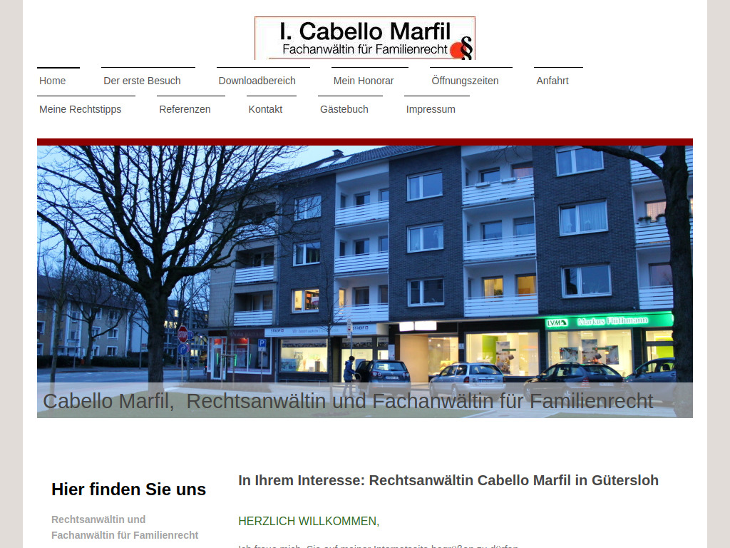 Website von Rechtsanwältin Inmaculada Cabello Marfil in Gütersloh