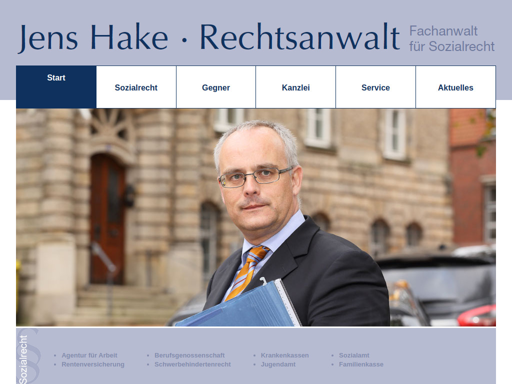 Website von Rechtsanwalt Jens Hake in Stade