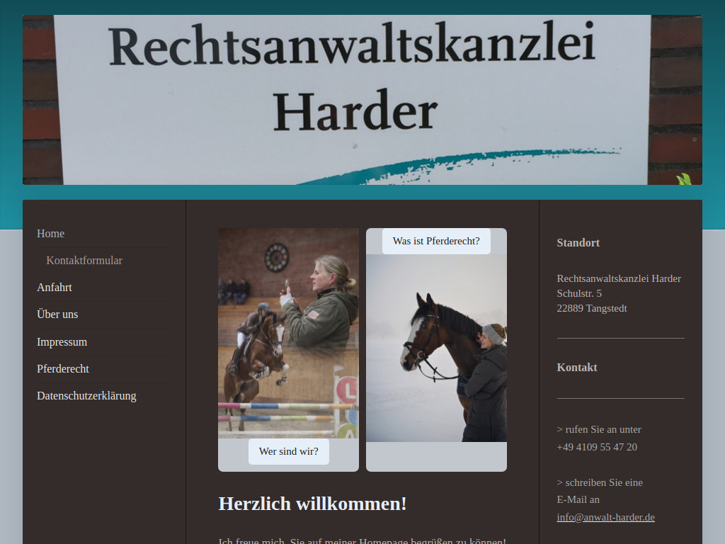 Website von Rechtsanwaltskanzlei Harder in Tangstedt