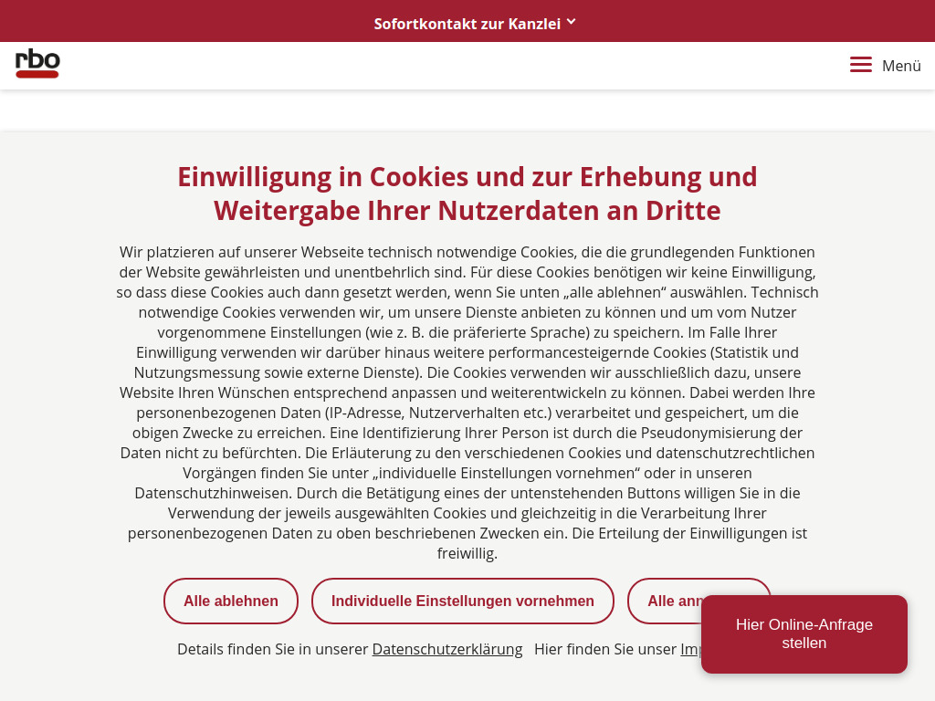 Website von rbo – Rechtsanwälte GbR in Oldenburg