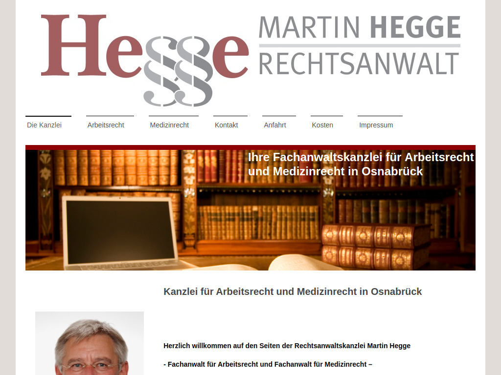 Website von Rechtsanwaltskanzlei Martin Hegge in Osnabrück
