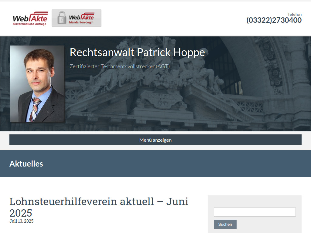 Website von RA Hoppe in Dallgow-Döberitz