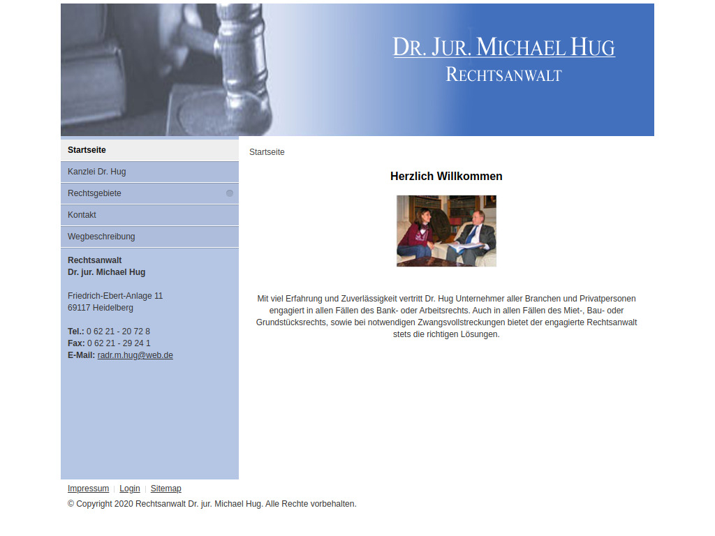 Website von Dr. jur. Michael Hug in Heidelberg