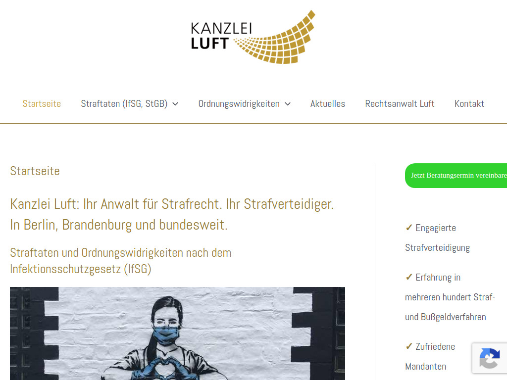 Website von Kanzlei Luft in Berlin