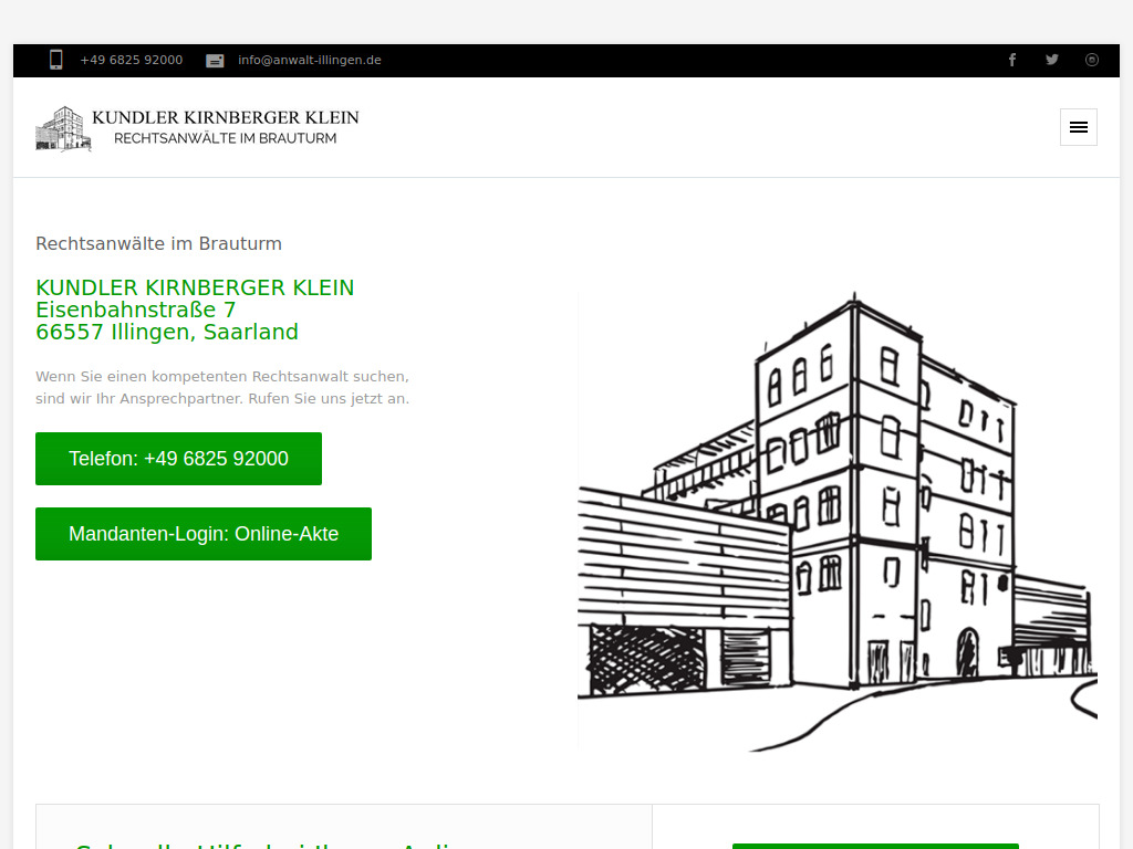 Website von KUNDLER KIRNBERGER KLEIN in Illingen