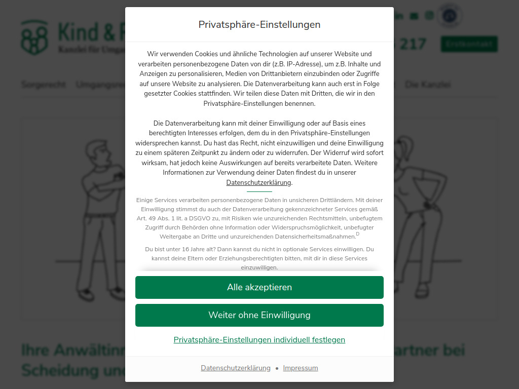 Website von Kracke & Otto Rechtsanwältinnen PartGmbB in Hamburg