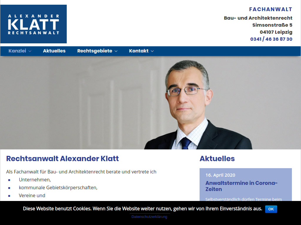 Website von Rechtsanwalt Alexander Ulrich Klatt in Leipzig