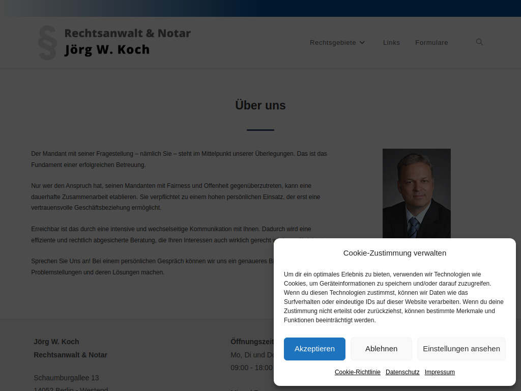 Website von RA Jörg W. Koch in Berlin