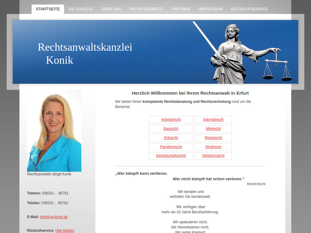 Website von Rechtsanwaltskanzlei Konik in Erfurt