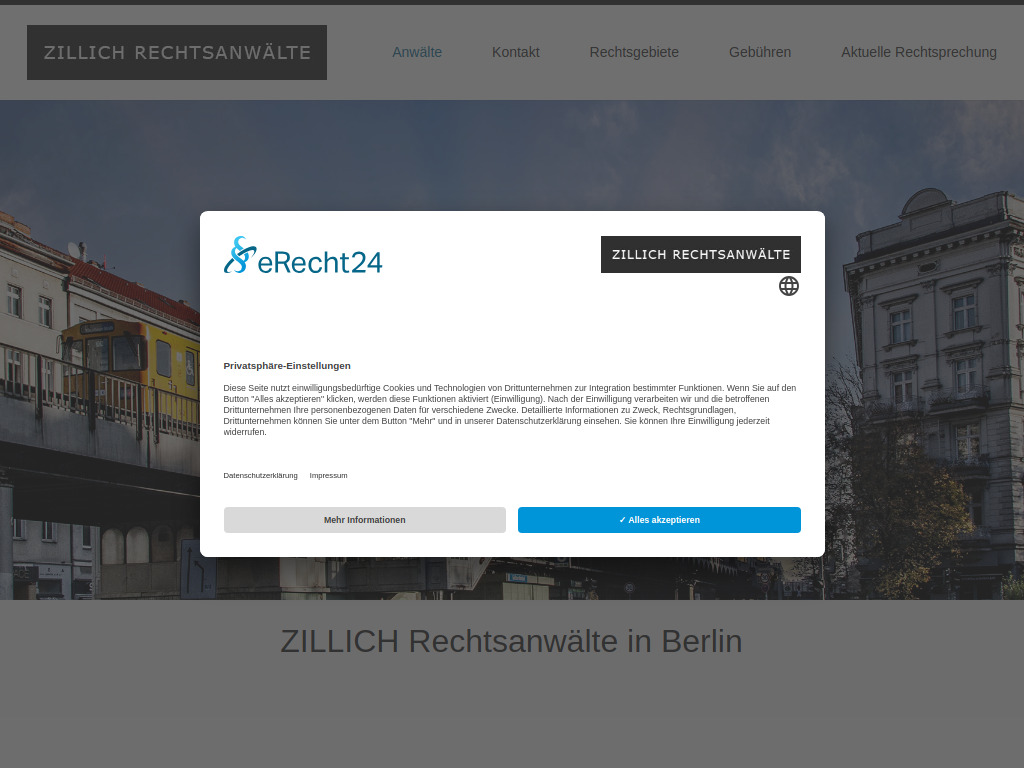 Website von ZILLICH RECHTSANWÄLTE in Berlin